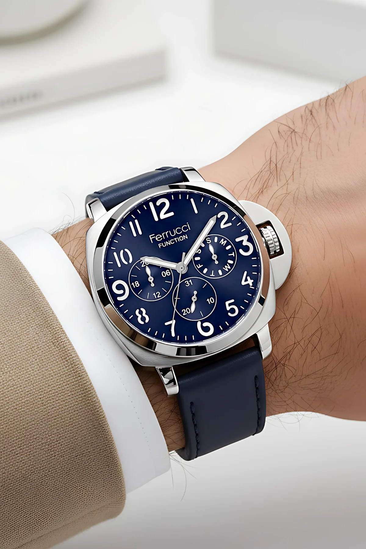 Ferrucci Function Lacivert Renk Deri Kordonlu Erkek Kol Saati zmfer064