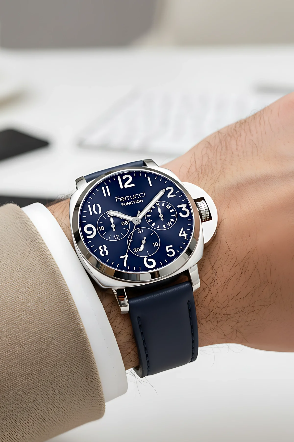 Ferrucci Function Lacivert Renk Deri Kordonlu Erkek Kol Saati zmfer064