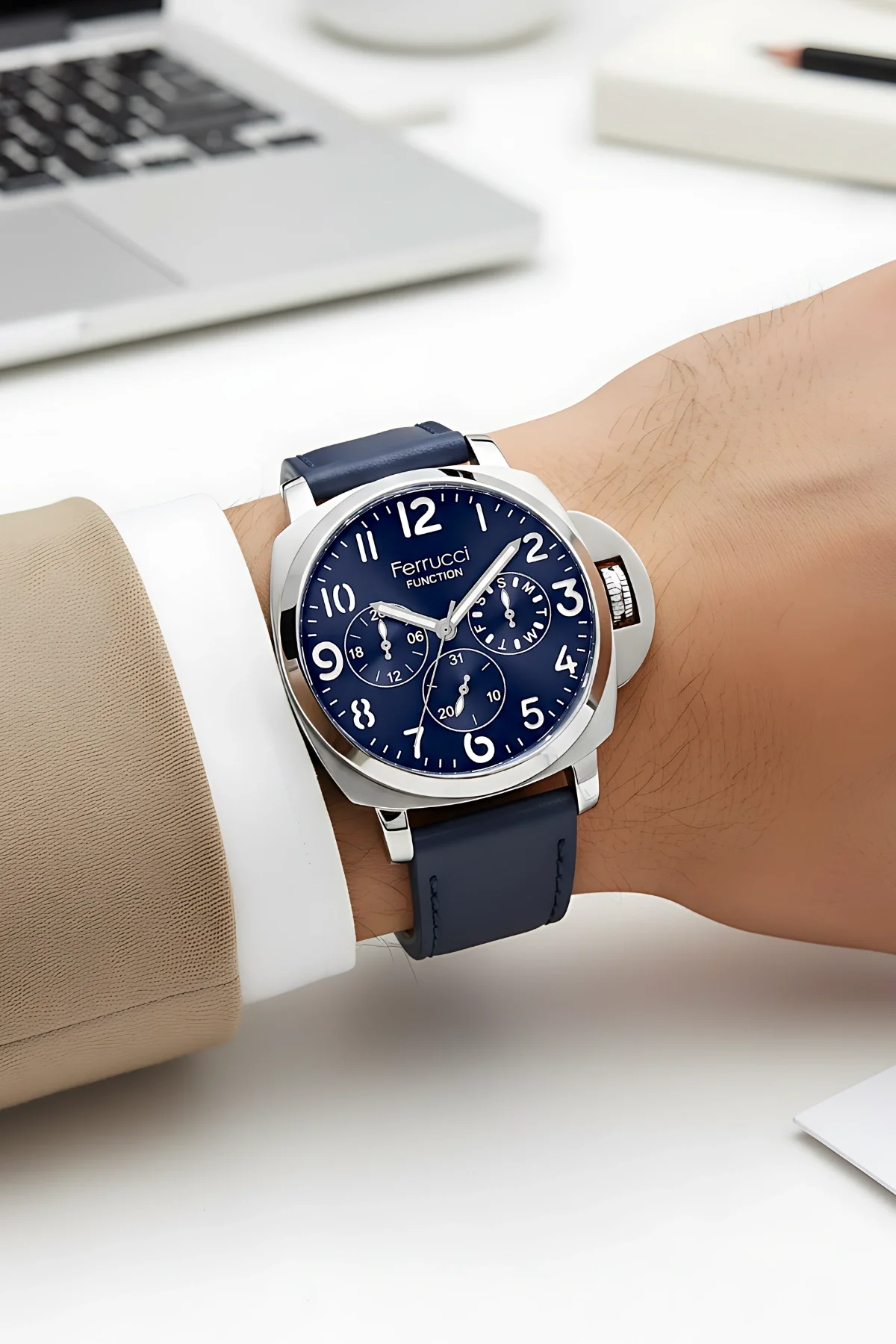 Ferrucci Function Lacivert Renk Deri Kordonlu Erkek Kol Saati zmfer064