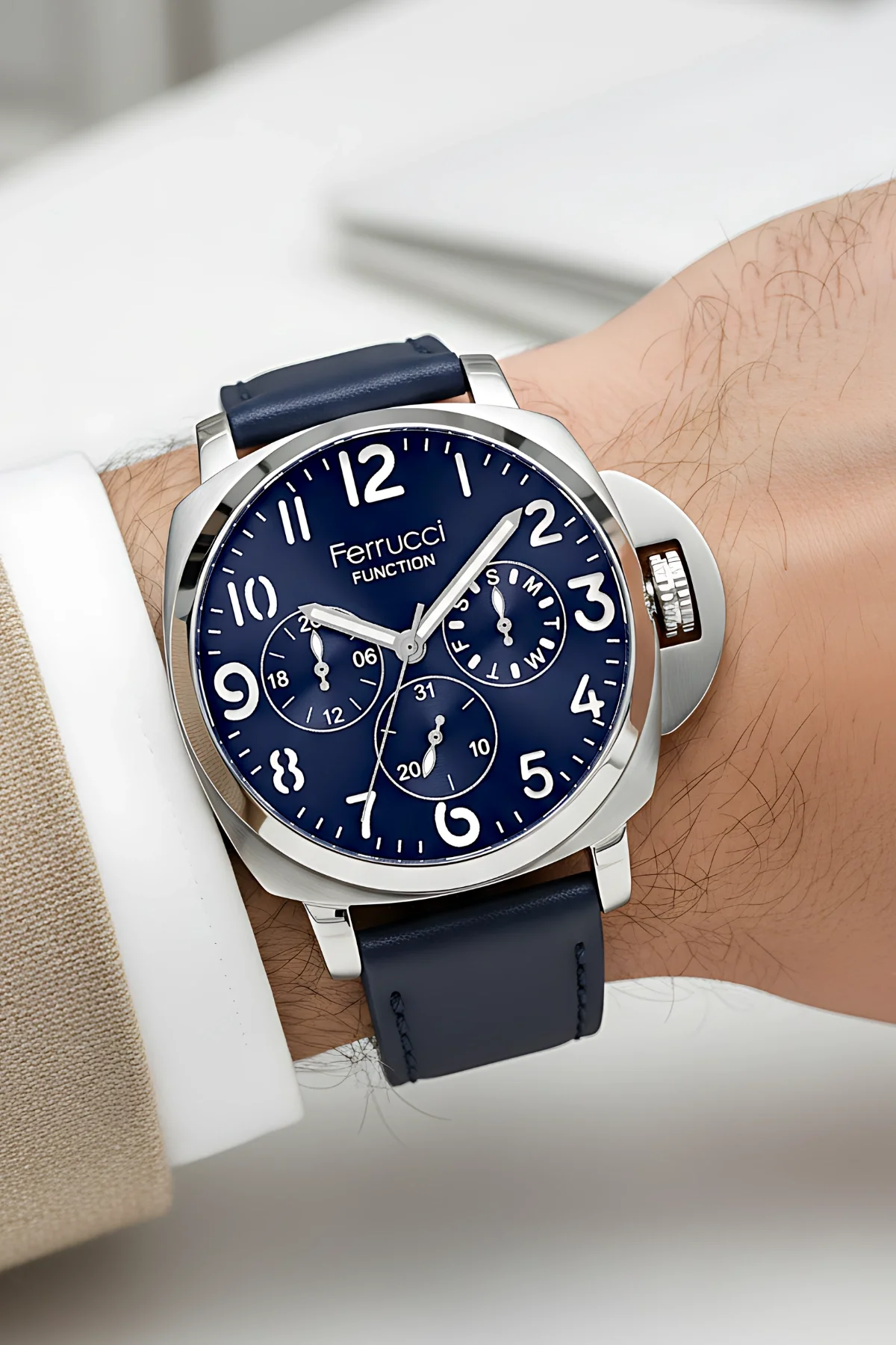 Ferrucci Function Lacivert Renk Deri Kordonlu Erkek Kol Saati zmfer064