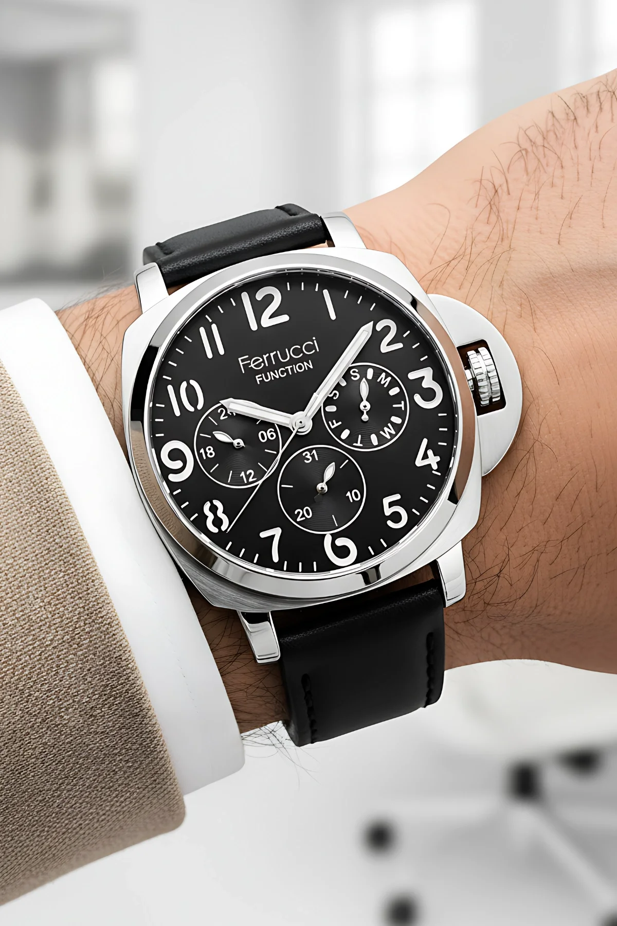 Ferrucci Function Siyah Renk Deri Kordonlu Erkek Kol Saati zmfer064