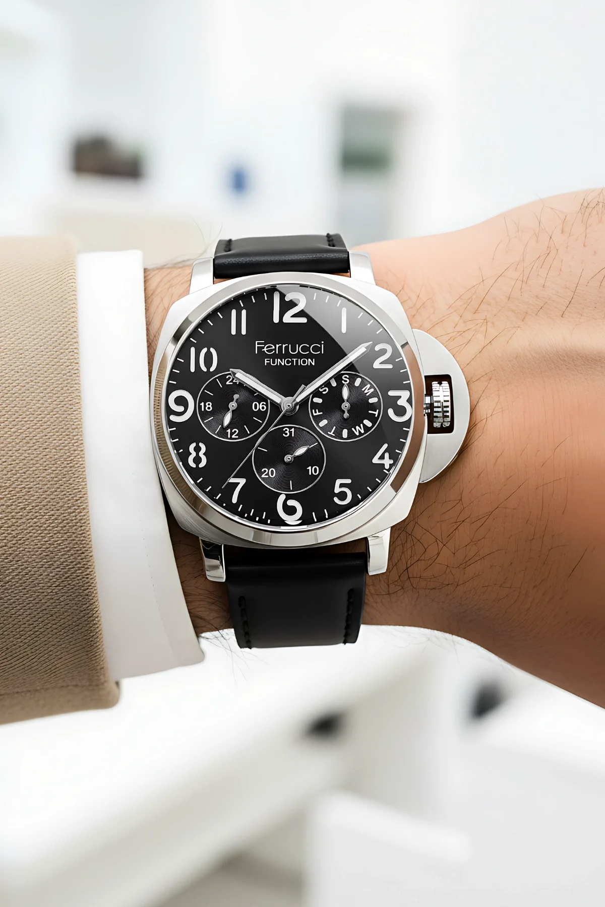Ferrucci Function Siyah Renk Deri Kordonlu Erkek Kol Saati zmfer064