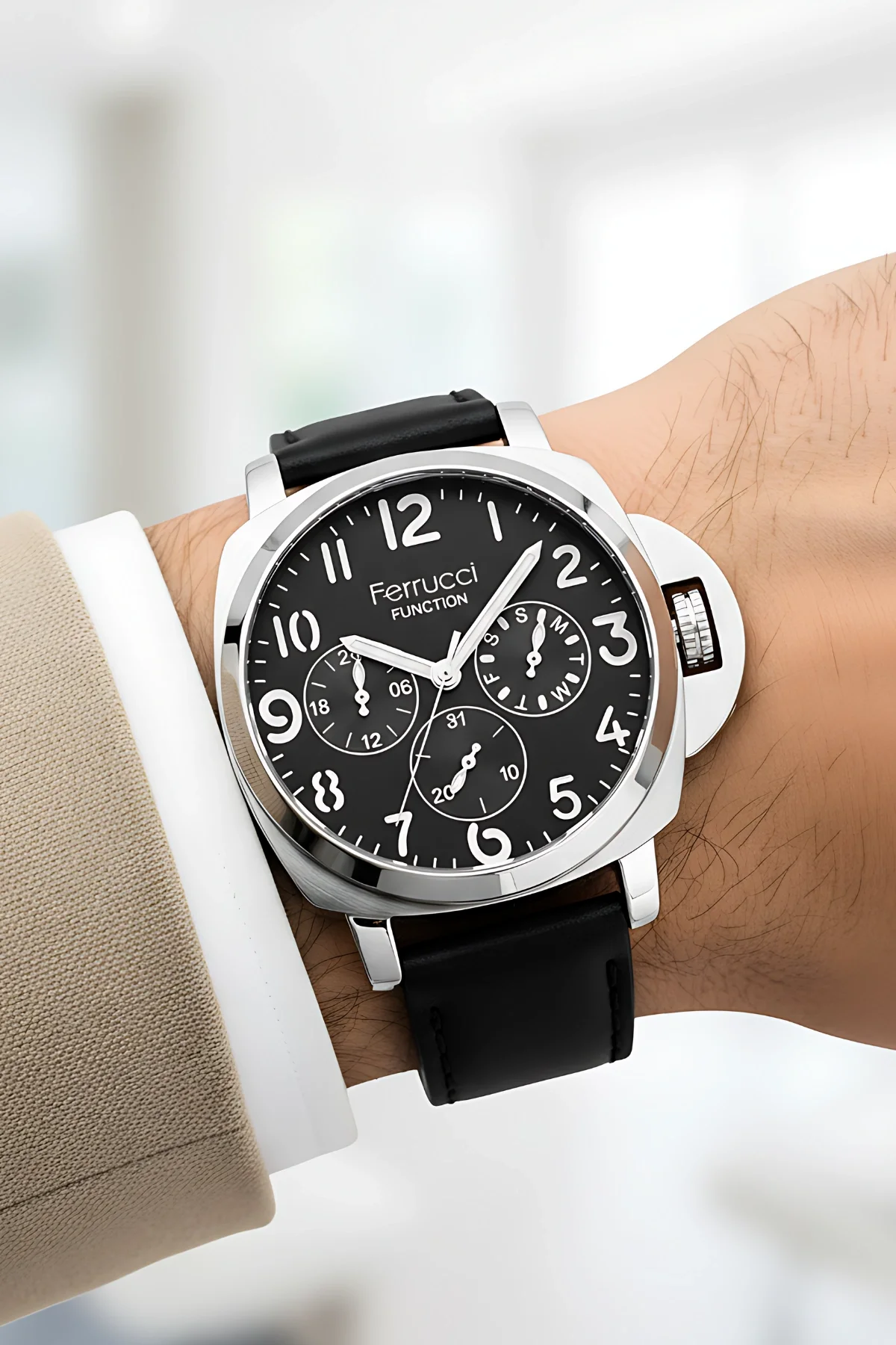 Ferrucci Function Siyah Renk Deri Kordonlu Erkek Kol Saati zmfer064