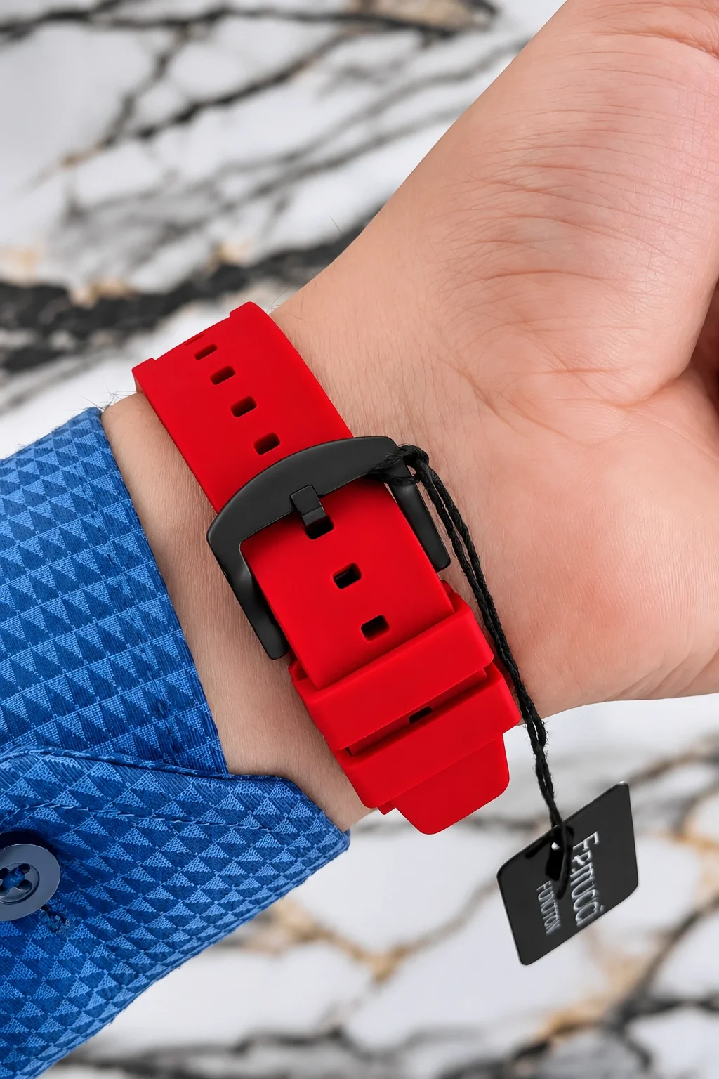Ferrucci Kırmızı Renk Silikon Kordon FCF.03258FS.03 Function Erkek Kol Saati+Bileklik zmfer156