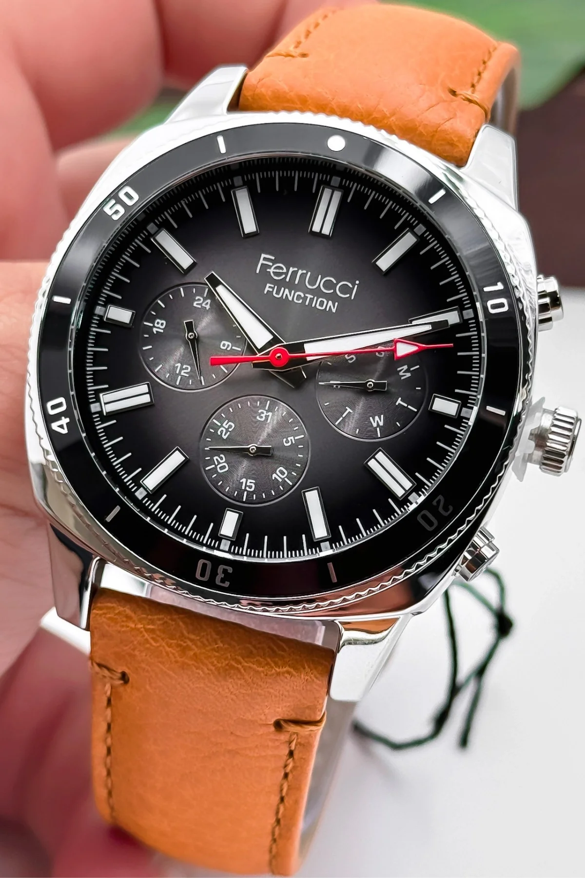 Ferrucci Taba Renk Deri Kordon, Function Erkek Kol Saati+Bileklik zmfer159