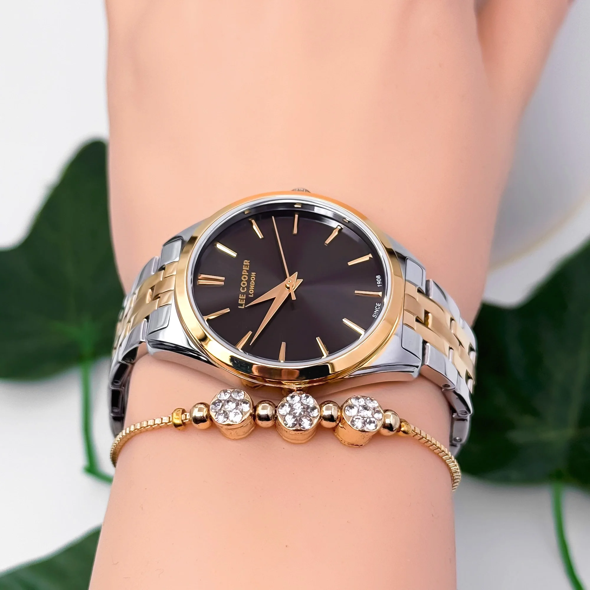 Lee Cooper LC07833.260 Gümüş-Gold Renk Çelik Kordon&Kasa Kadın Kol Saati 3Atm Su Geçirmezlik ZMLC030