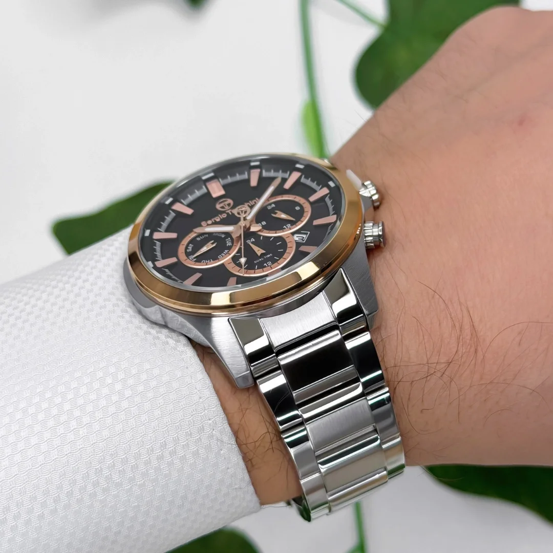 Sergio Tacchini Çelik Kordon&Kasa Erkek Kol Saati Gümüş-Siyah ST.1.10245-5 zmst002