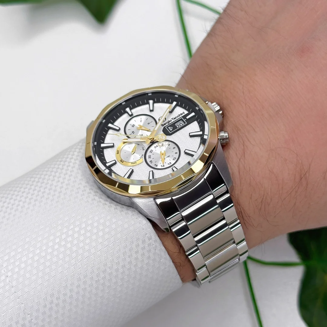 Sergio Tacchini Çelik Kordon&Kasa Erkek Kol Saati Gümüş-Gold ST.1.10166-3 zmst005