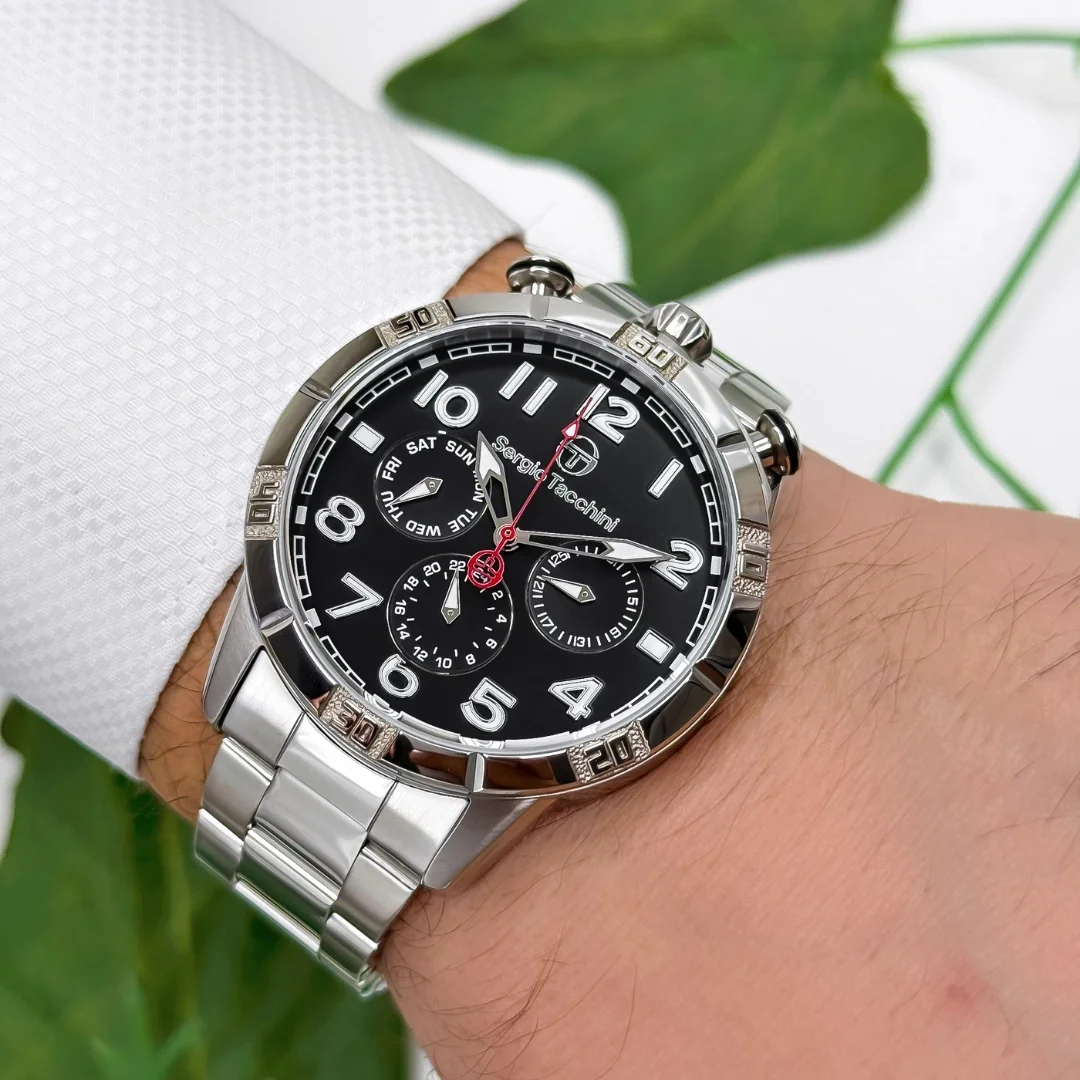 Sergio Tacchini Çelik Kordon&Kasa Erkek Kol Saati Gümüş-Siyah ST.1.10184-1 zmst001