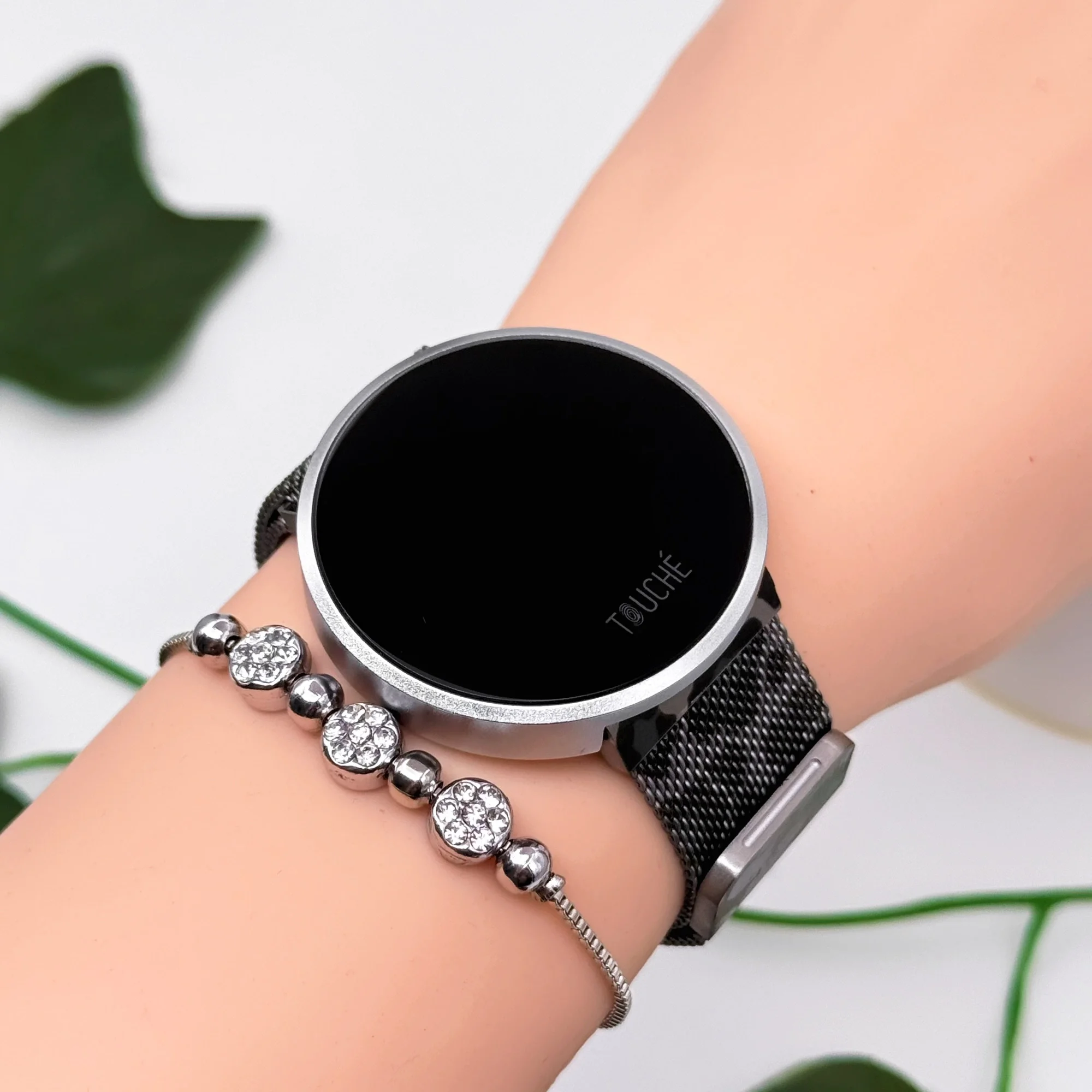 Touche Dokunmatik Unisex Kol Saati Dokunmatik Ekran 3 Atm Su Geçirmez Gümüş-Siyah zmtc005