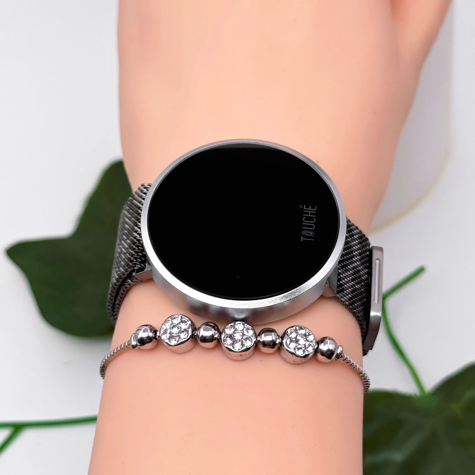 Touche Dokunmatik Unisex Kol Saati Dokunmatik Ekran 3 Atm Su Geçirmez Gümüş-Siyah zmtc005