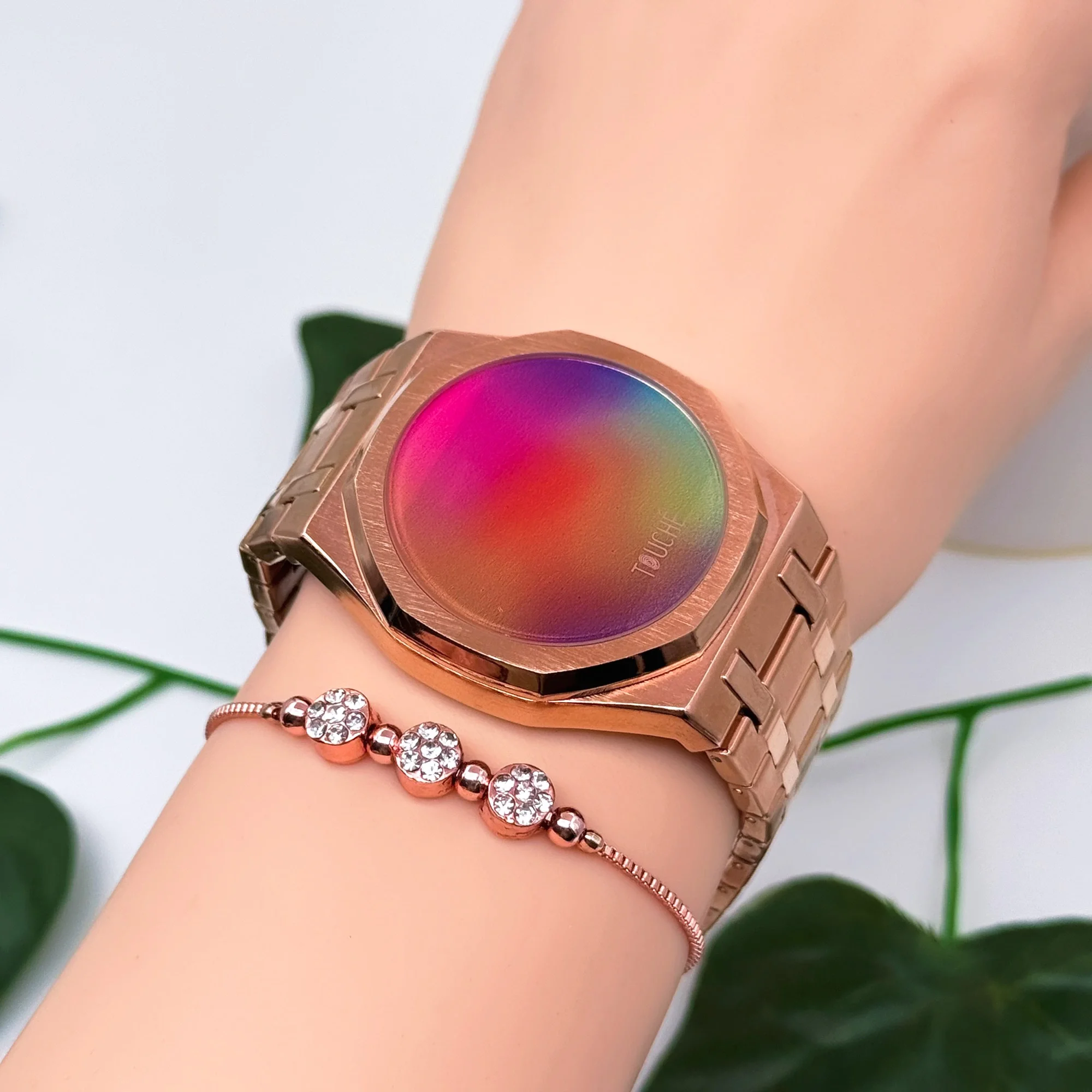 Touche Dokunmatik Unisex Kol Saati Dokunmatik Ekran 3 Atm Su Geçirmez Rose zmtc007
