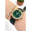 Daniel Klein Kadın Kol Saati, Deri Kordon, Çelik Kasa+Bileklik Hediyeli Yeşil-Gold zmdk1198