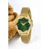 Ferrucci Çelik Hasır Kordon Çelik Kasa Kadın Kol Saati, 3 ATM Su Geçirmez Gold-Yeşil zmfer170