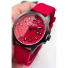 Lee Cooper LC07859.688 Kırmızı Renk Silikon Kordon Siyah Renk Çelik Kasa Erkek Kol Saati ZMLC005