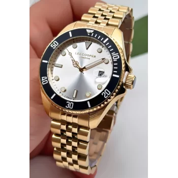 Lee Cooper LC07594.130 Gold Renk Çelik Kordon Erkek Kol Saati 3ATM+Bileklik Gold-Beyaz ZMLC017