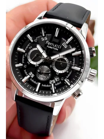 Ferrucci Function Siyah Renk Deri Kordonlu Erkek Kol Saati zmfer064