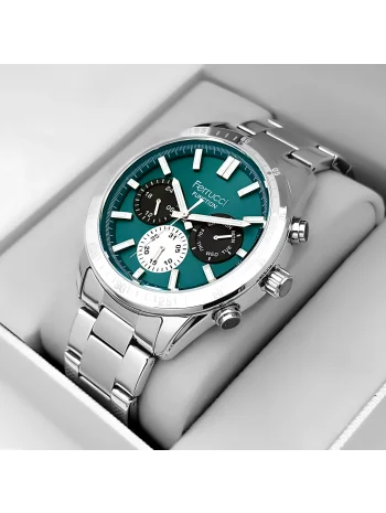 Ferrucci Function Erkek Kol Saati - Gümüş Renk Kasa ve Çelik Kordon, Yeşil Kadran ZMFer063