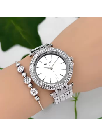 Ferrucci Taş Detaylı Çelik Kadın Kol Saati – Işıltılı ve Şık Zarafetin Yeni Tanımı zmfer045