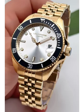 Lee Cooper LC07594.130 Gold Renk Çelik Kordon Erkek Kol Saati 3ATM+Bileklik Gold-Beyaz ZMLC017