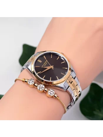 Lee Cooper LC07833.260 Gümüş-Gold Renk Çelik Kordon&Kasa Kadın Kol Saati 3Atm Su Geçirmezlik ZMLC030