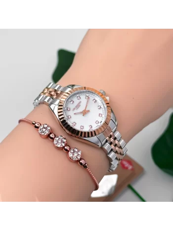 Lee Cooper LC07956.520 Gümüş-Rose Renk Çelik Kordon&Kasa Kadın Kol Saati 3Atm Su Geçirmezlik ZMLC029