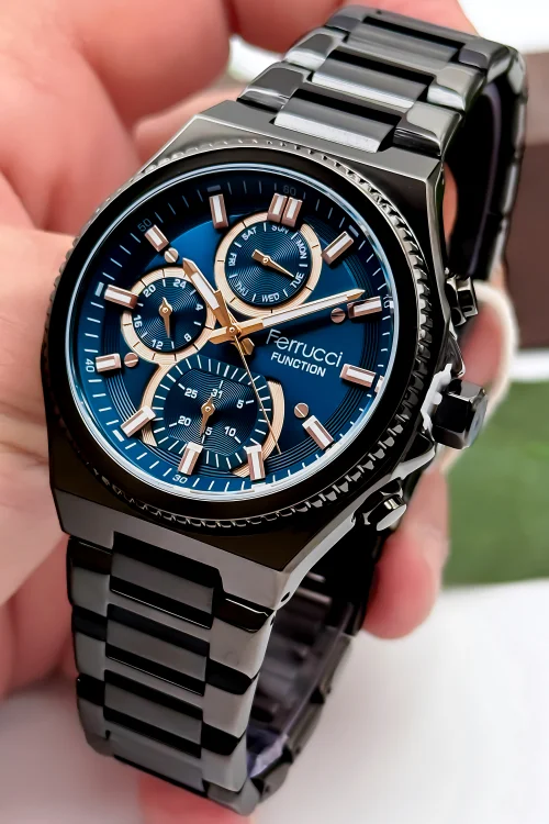 Ferrucci Function Erkek Kol Saati Çelik Kasa & Çelik Kordon Siyah zmfer186