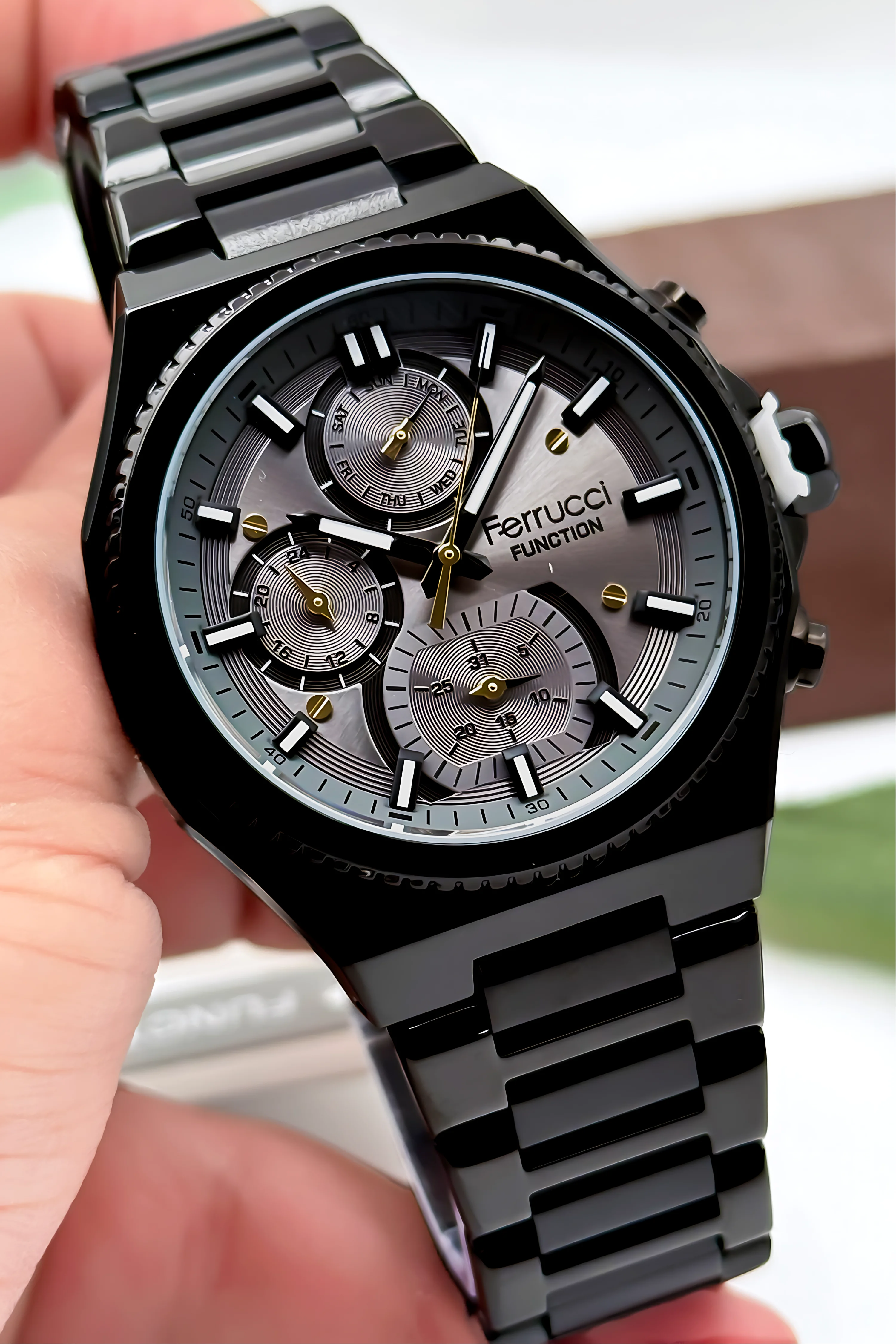 Ferrucci Function Erkek Kol Saati Çelik Kasa & Çelik Kordon Siyah-Siyah zmfer186
