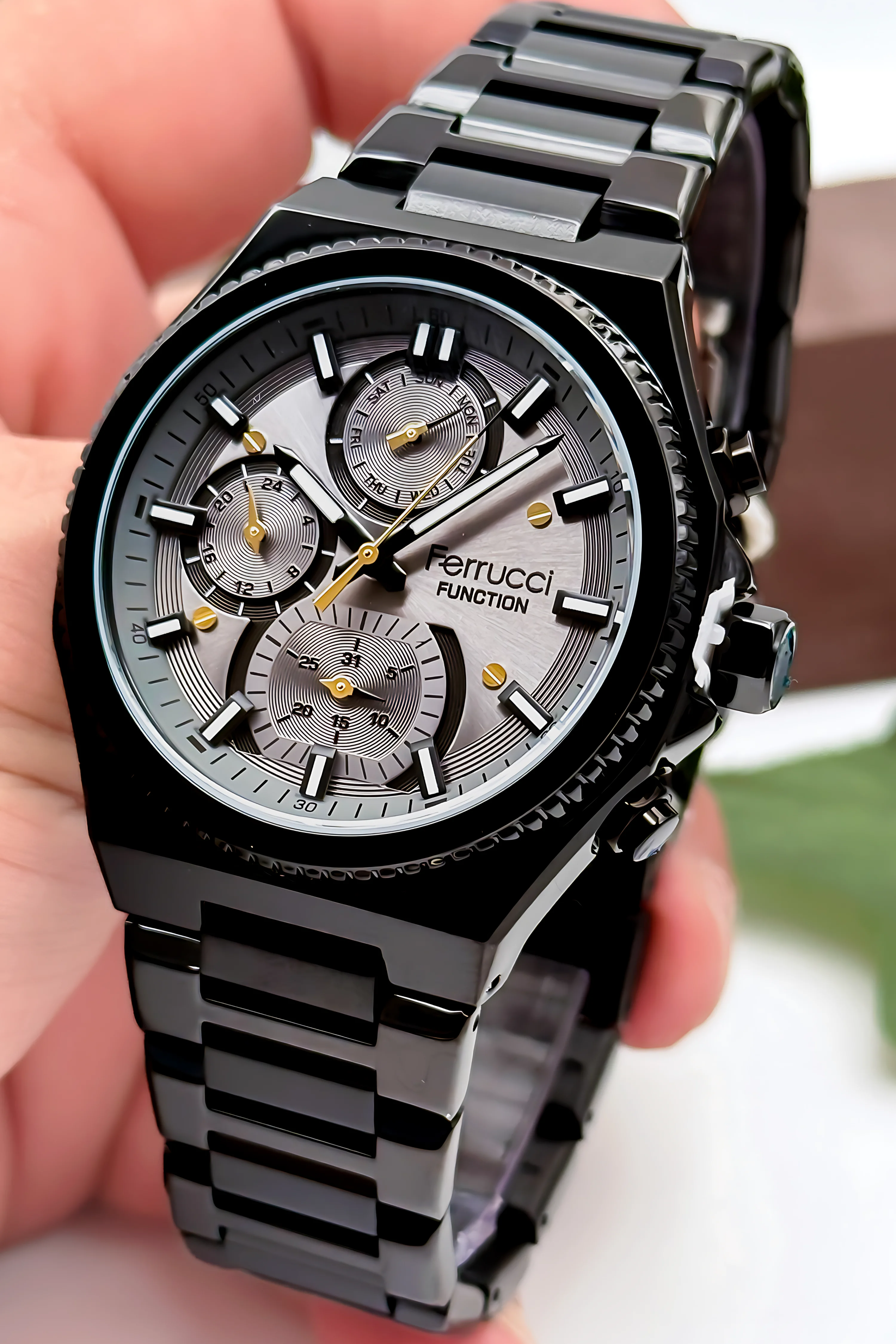 Ferrucci Function Erkek Kol Saati Çelik Kasa & Çelik Kordon Siyah-Siyah zmfer186