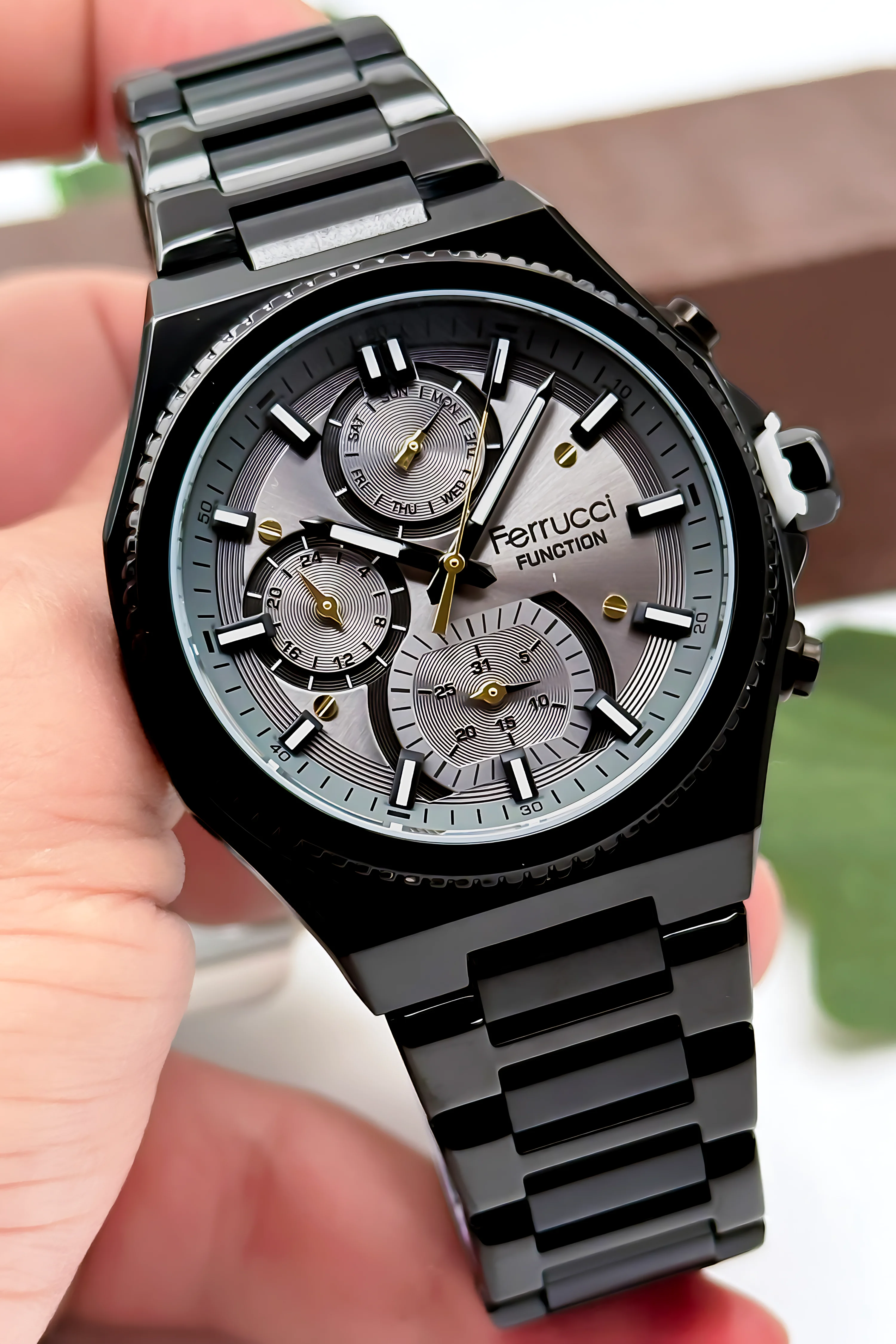 Ferrucci Function Erkek Kol Saati Çelik Kasa & Çelik Kordon Siyah-Siyah zmfer186