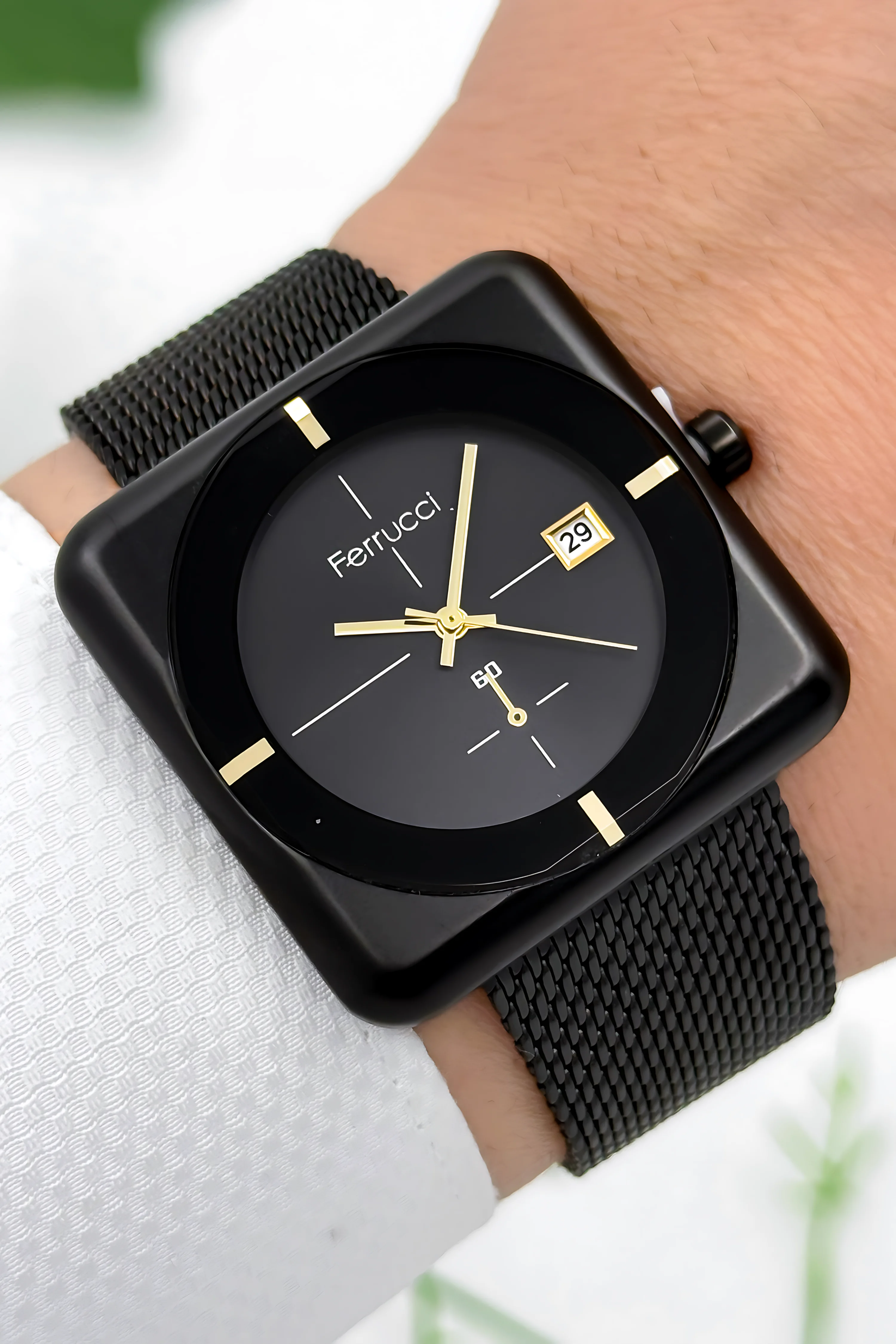 Ferrucci Takvimli Erkek Kol Saati Çelik Kasa & Çelik Kordon Siyah zmfer183