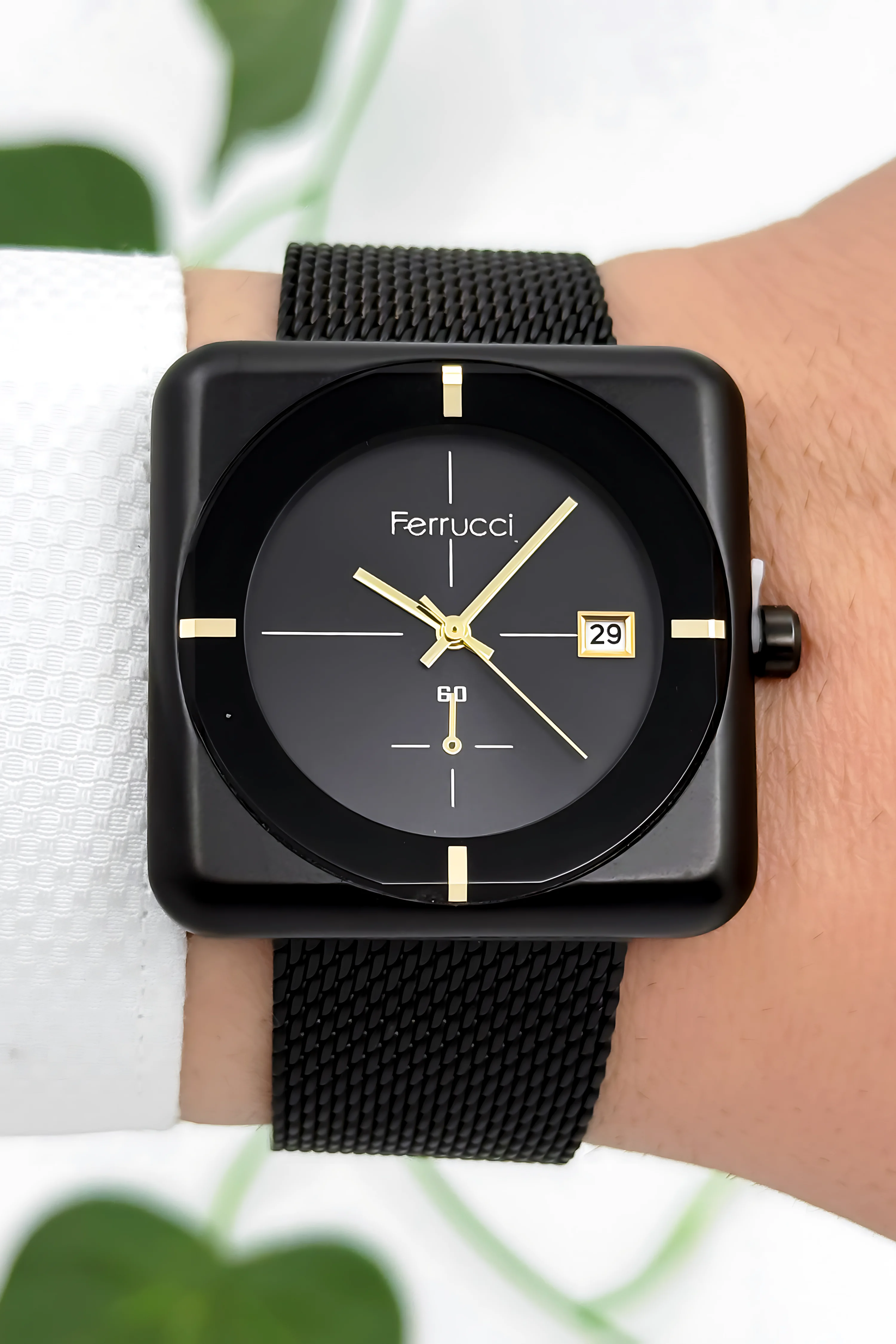 Ferrucci Takvimli Erkek Kol Saati Çelik Kasa & Çelik Kordon Siyah zmfer183