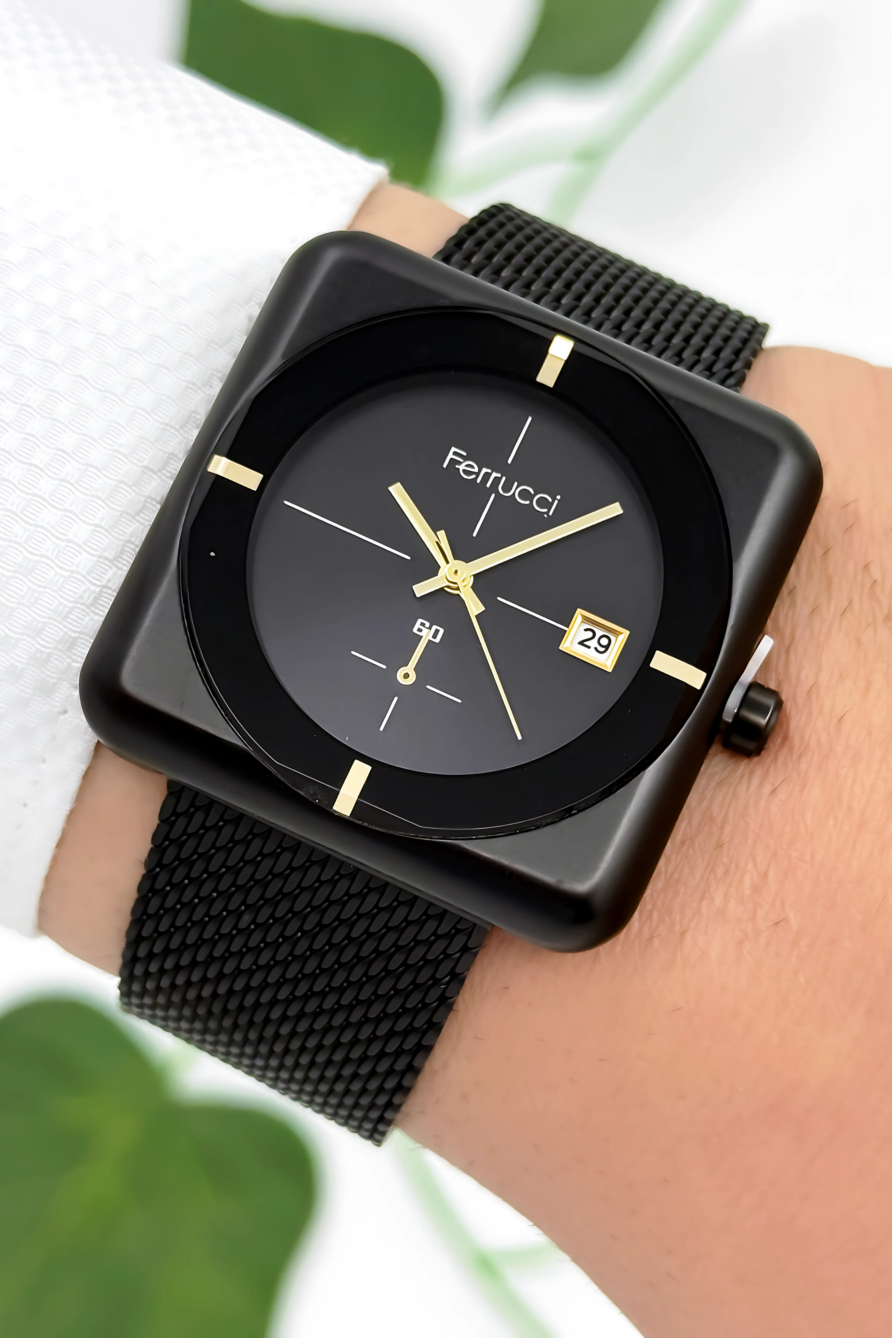 Ferrucci Takvimli Erkek Kol Saati Çelik Kasa & Çelik Kordon Siyah zmfer183