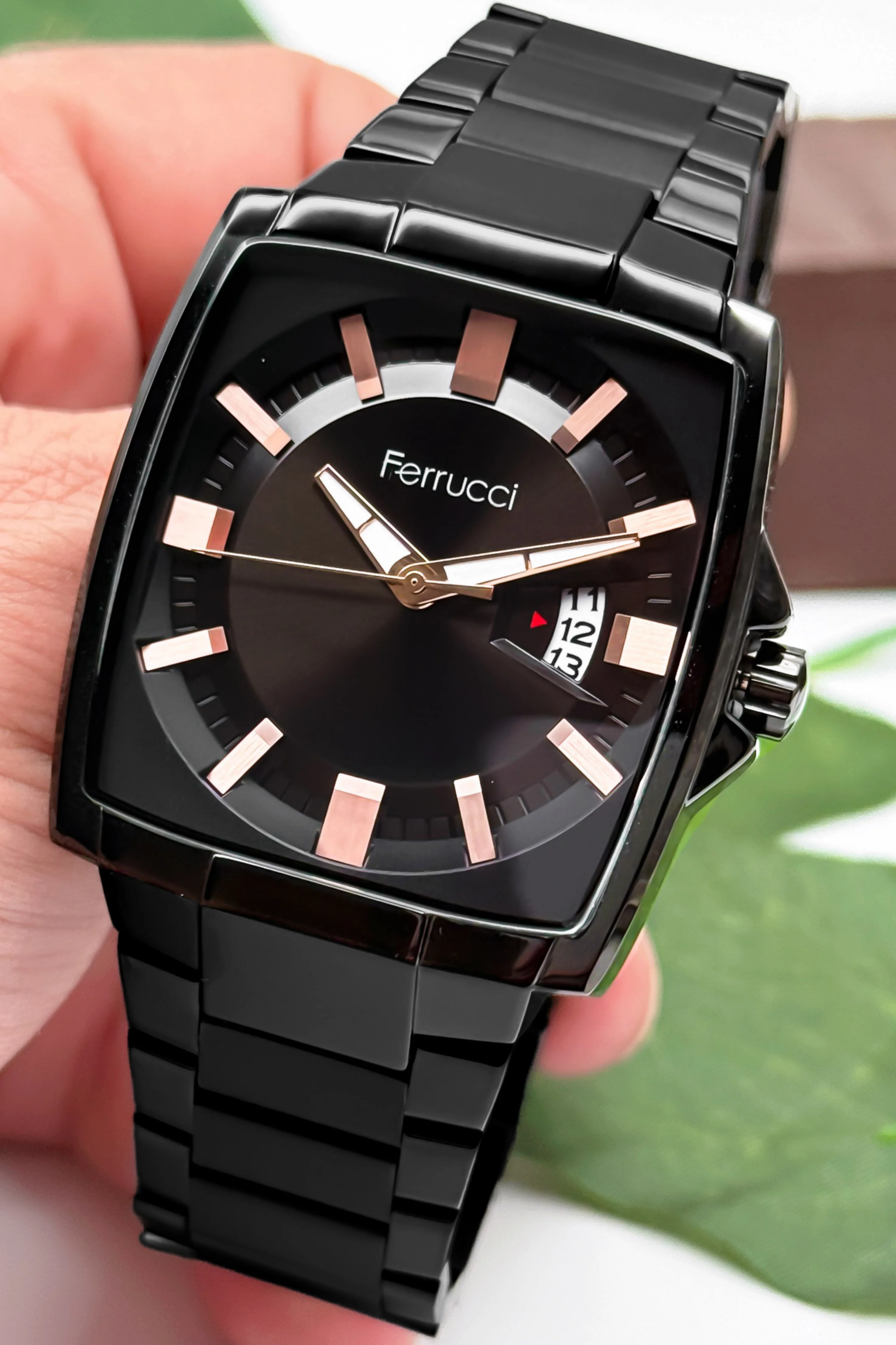 Ferrucci Takvimli Erkek Kol Saati Çelik Kasa & Çelik Kordon Siyah zmfer184