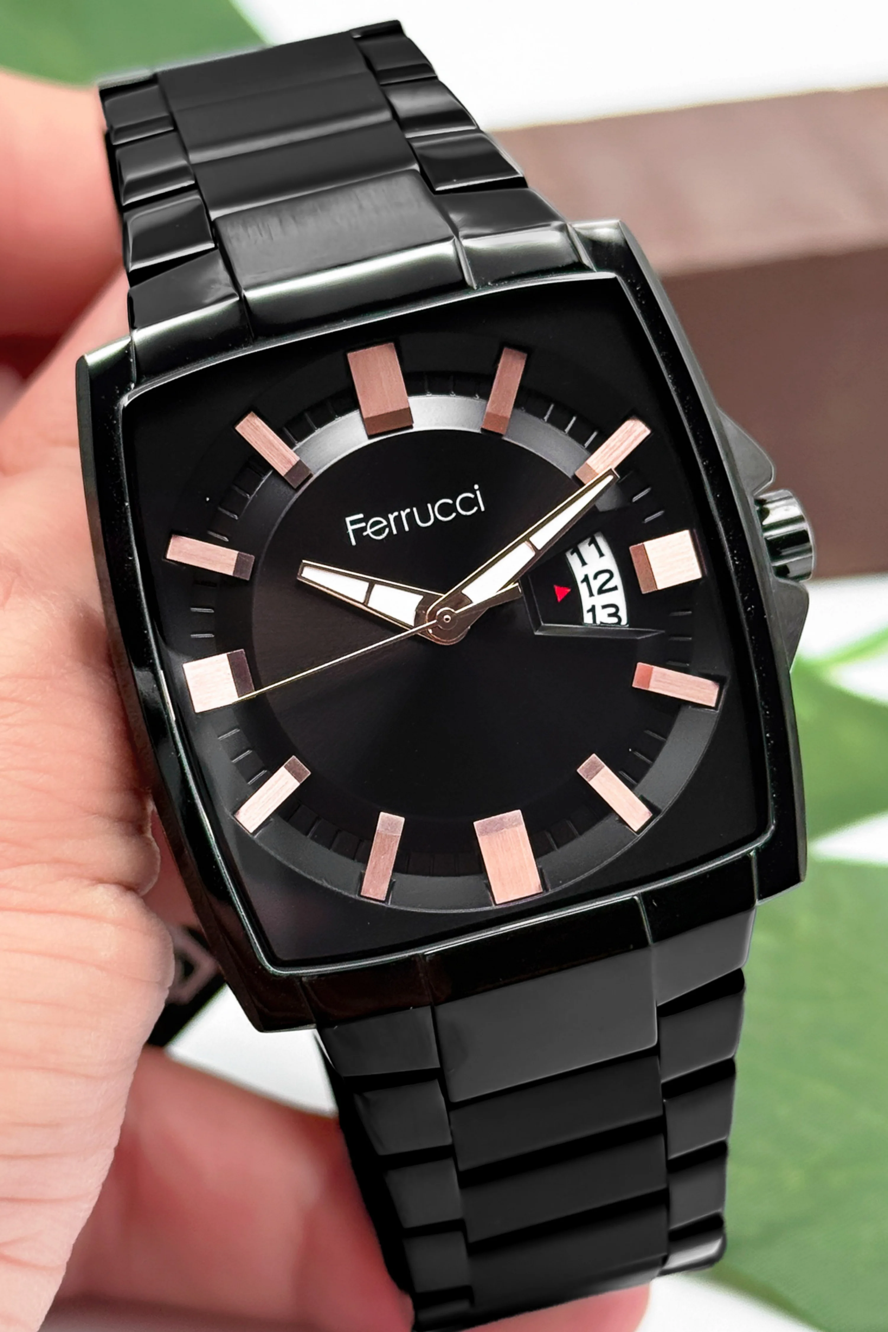Ferrucci Takvimli Erkek Kol Saati Çelik Kasa & Çelik Kordon Siyah zmfer184