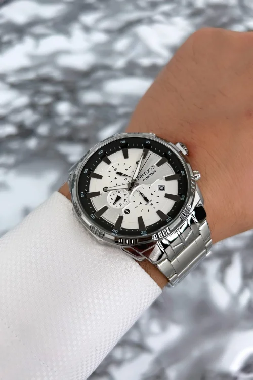 Ferrucci Function Erkek Kol Saati Çelik Kordon Gümüş-Beyaz zmfer075