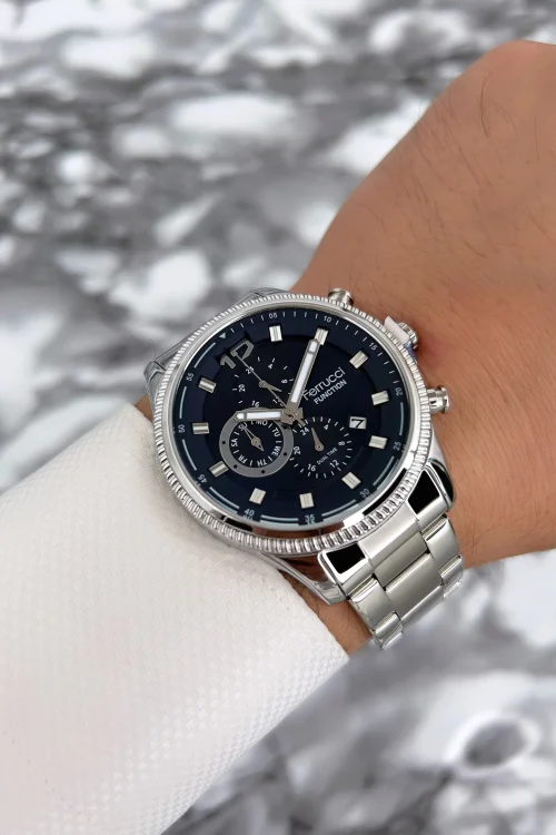 Ferrucci Gümüş-Mavi Erkek Kol Saati Çelik Kordon Function zmfer073