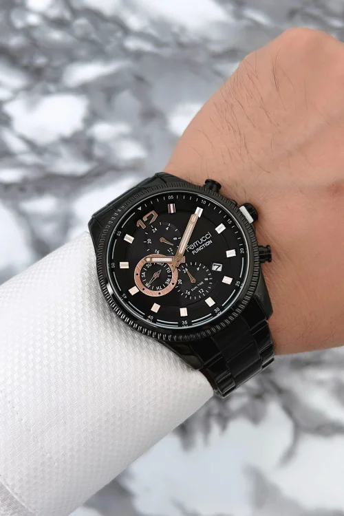 Ferrucci Siyah Erkek Kol Saati Çelik Kordon Function zmfer073