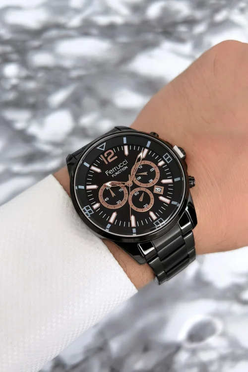 Ferrucci Çelik Kordon Function Erkek Kol Saati Siyah zmfer071