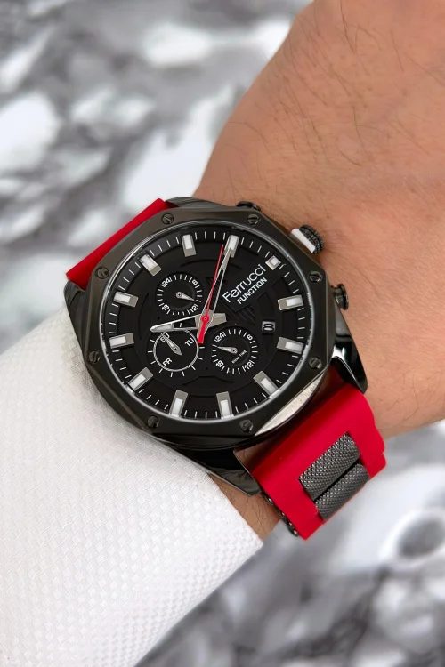 Ferrucci Function Silikon Kordon Erkek Saat Siyah-Kırmızı zmfer066