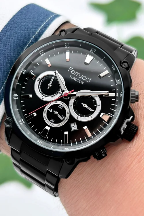Ferrucci Function Erkek Kol Saati Siyah Çelik Kordon Çelik Kasa 3 Atm Suya Dayanıklılık zmfer059