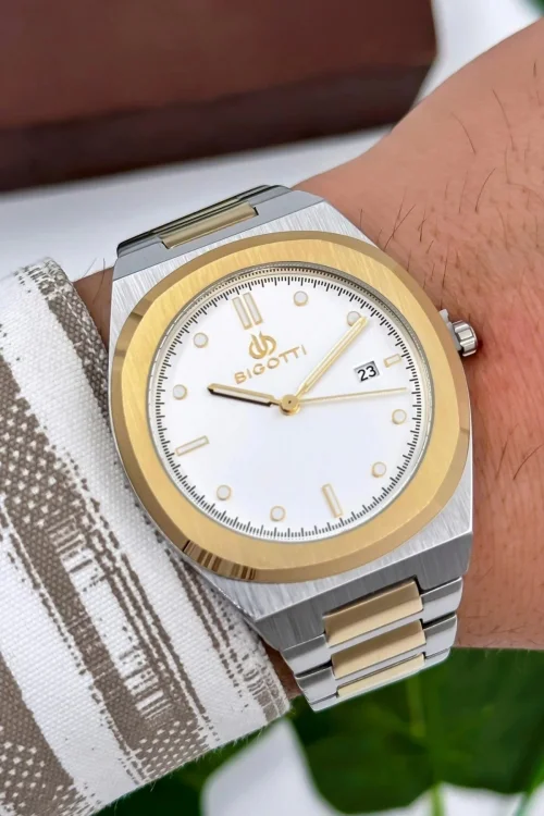 Bigotti Milano Luxury Erkek Kol Saati Gümüş-Gold Çelik Kordon Çelik Kasa Fonksiyonlar Aktif zmb006