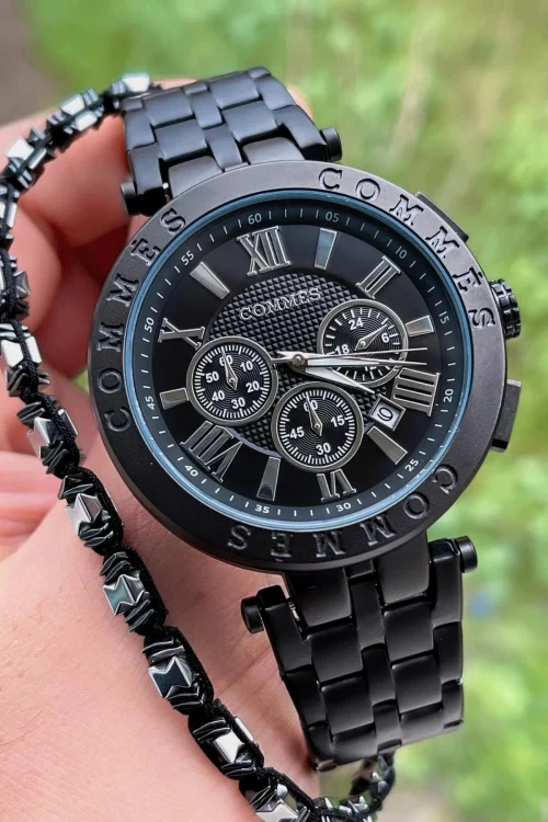 Commes Erkek Kol Saati Crono Fonksiyonlar Aktif Siyah Renk ,Bileklik Hediyesi ile zmcms010