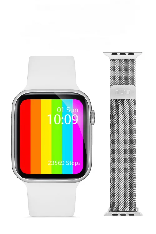 Watch 6 Apple Android Huawei Uyumlu Akıllı Saat Arama Yapma Özellikli Nabız Ölçer Yedek KordonHediye