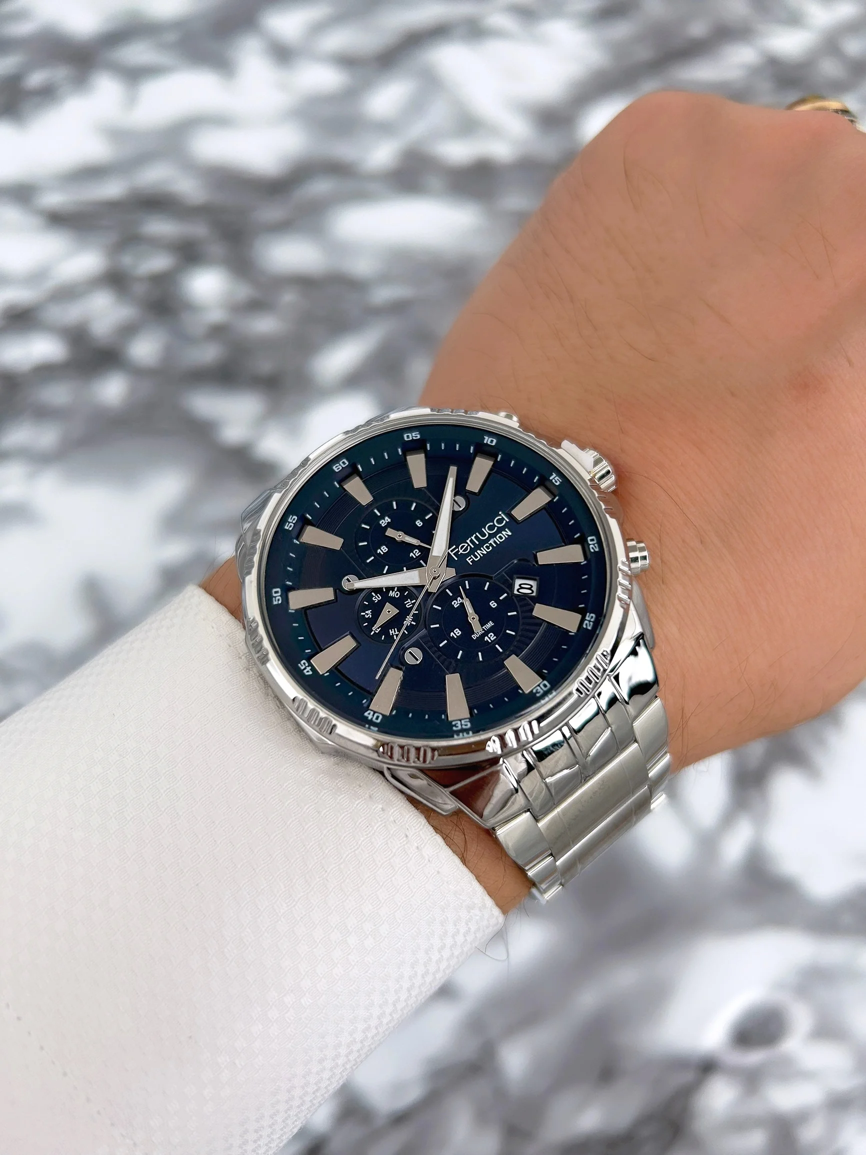 Ferrucci Function Erkek Kol Saati Çelik Kordon Gümüş-Mavi zmfer075