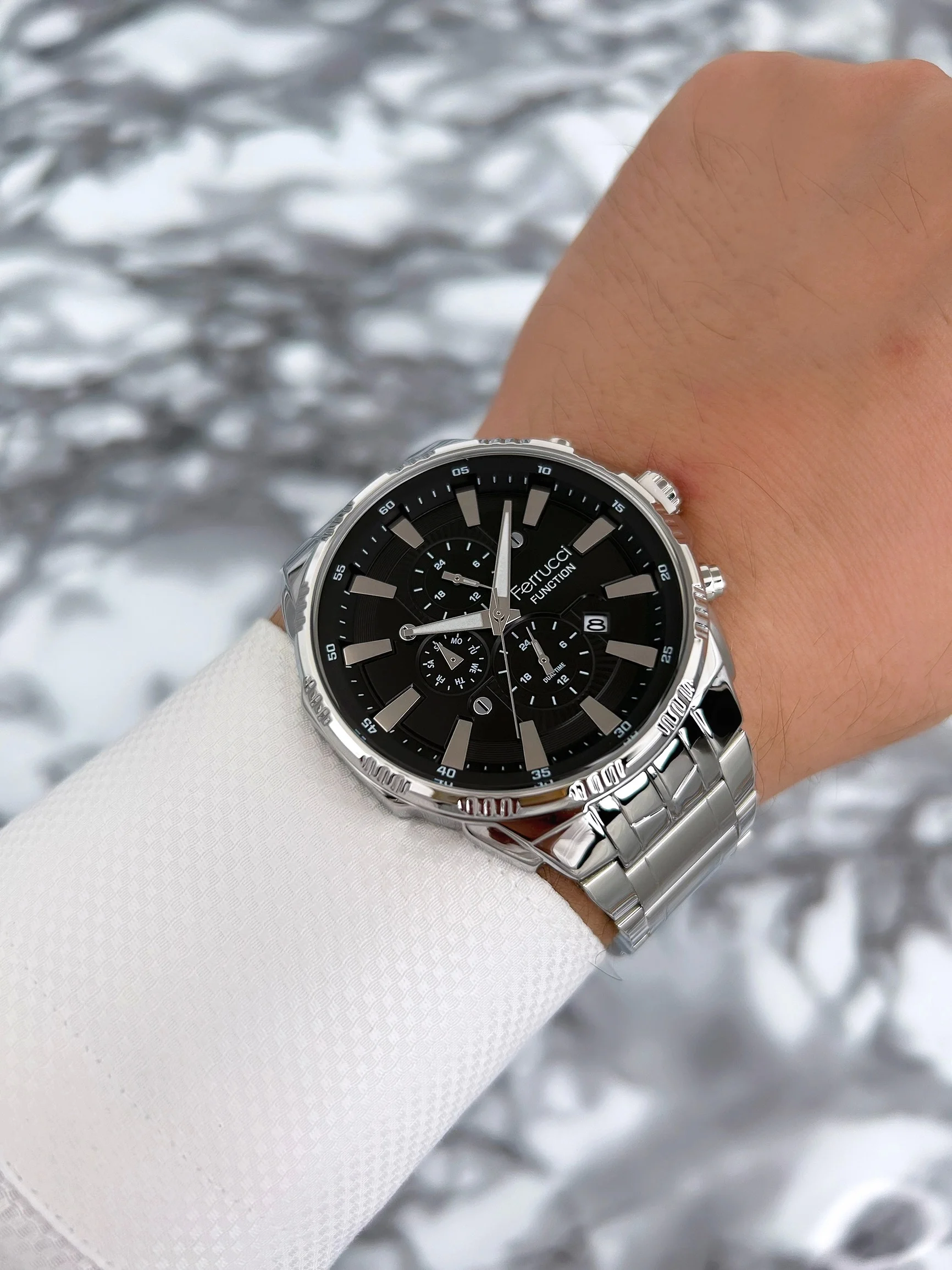 Ferrucci Function Erkek Kol Saati Çelik Kordon Gümüş-Siyah zmfer075