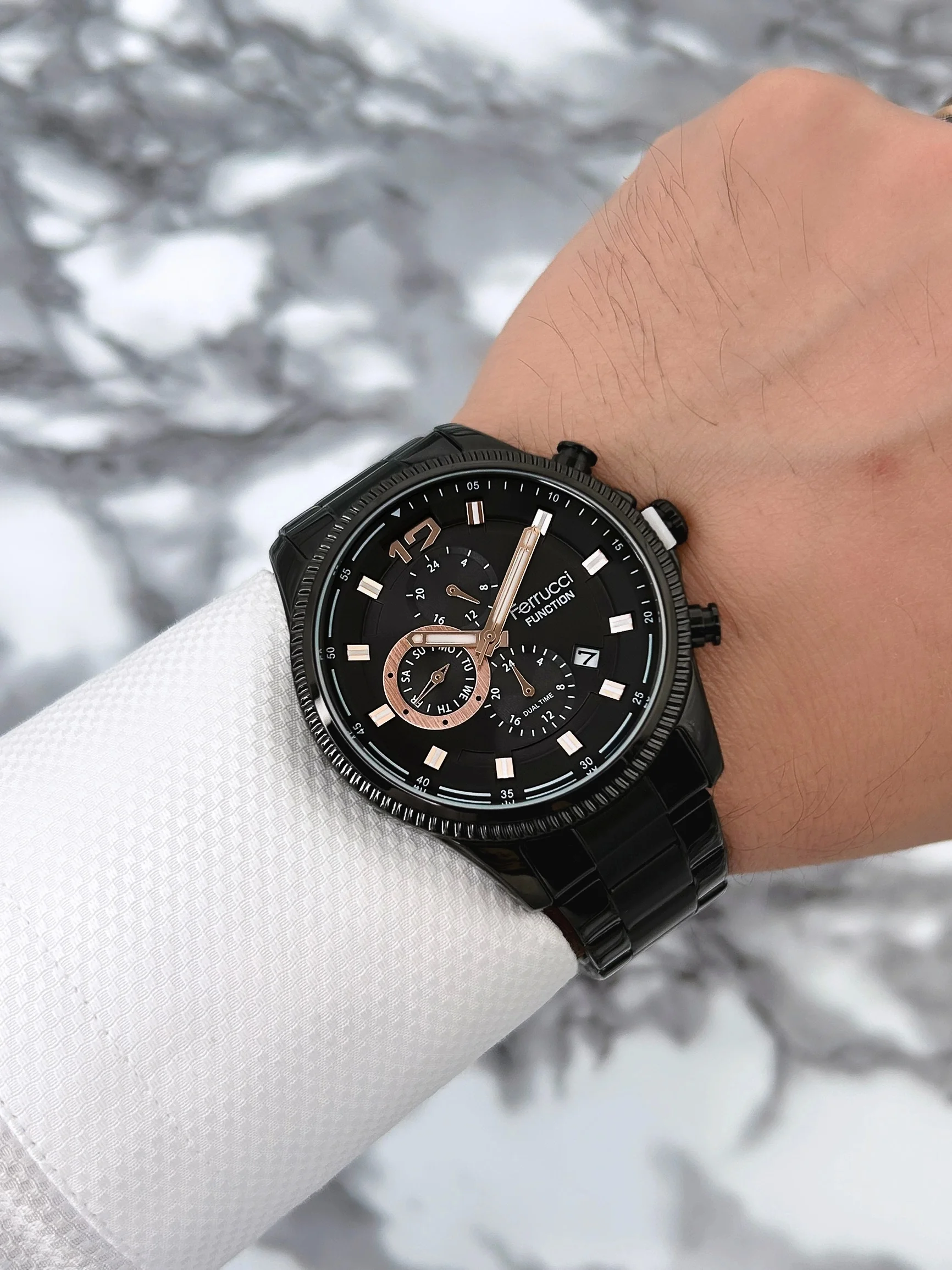 Ferrucci Siyah Erkek Kol Saati Çelik Kordon Function zmfer073