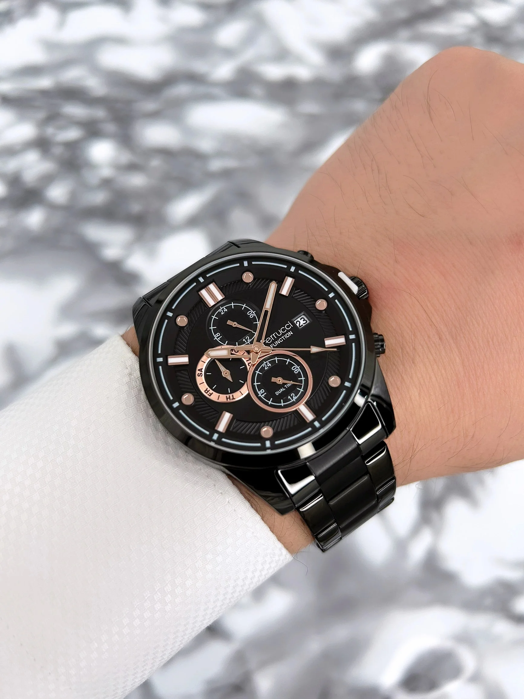 Ferrucci Erkek Kol Saati Çelik Kordon Function Siyah zmfer072