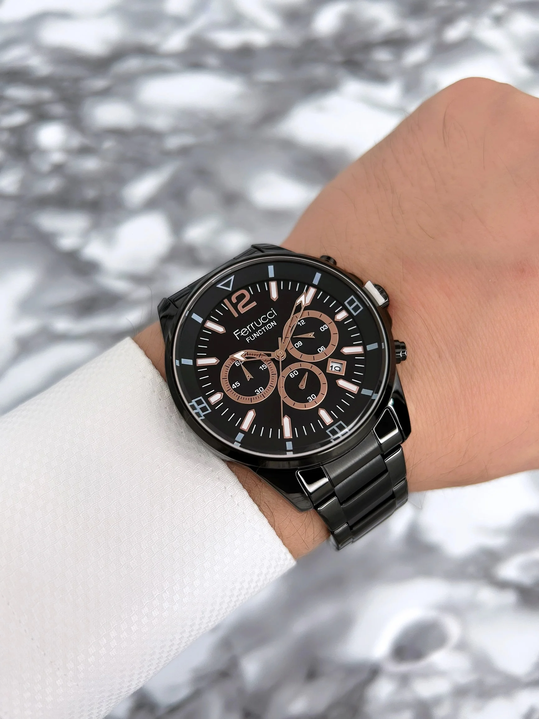 Ferrucci Çelik Kordon Function Erkek Kol Saati Siyah zmfer071