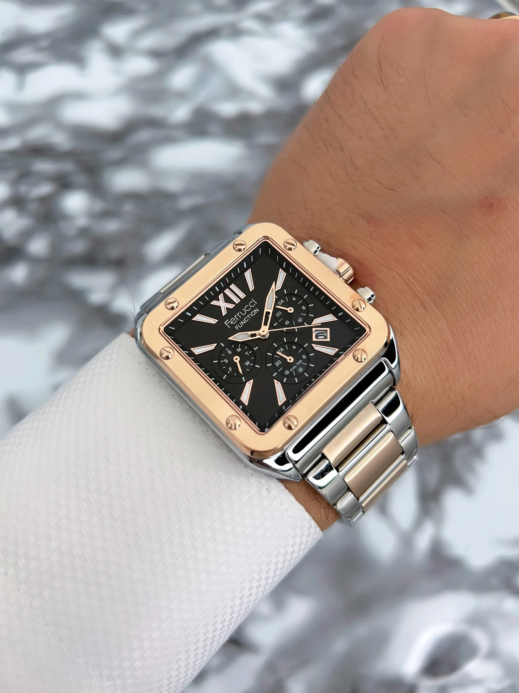 Ferrucci Function Çelik Kordon Erkek Kol Saati Rose-Gümüş zmfer069